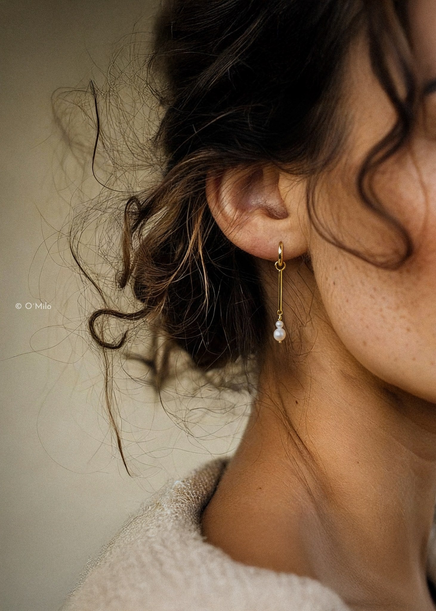 Pearl Drop Hoops. Elise