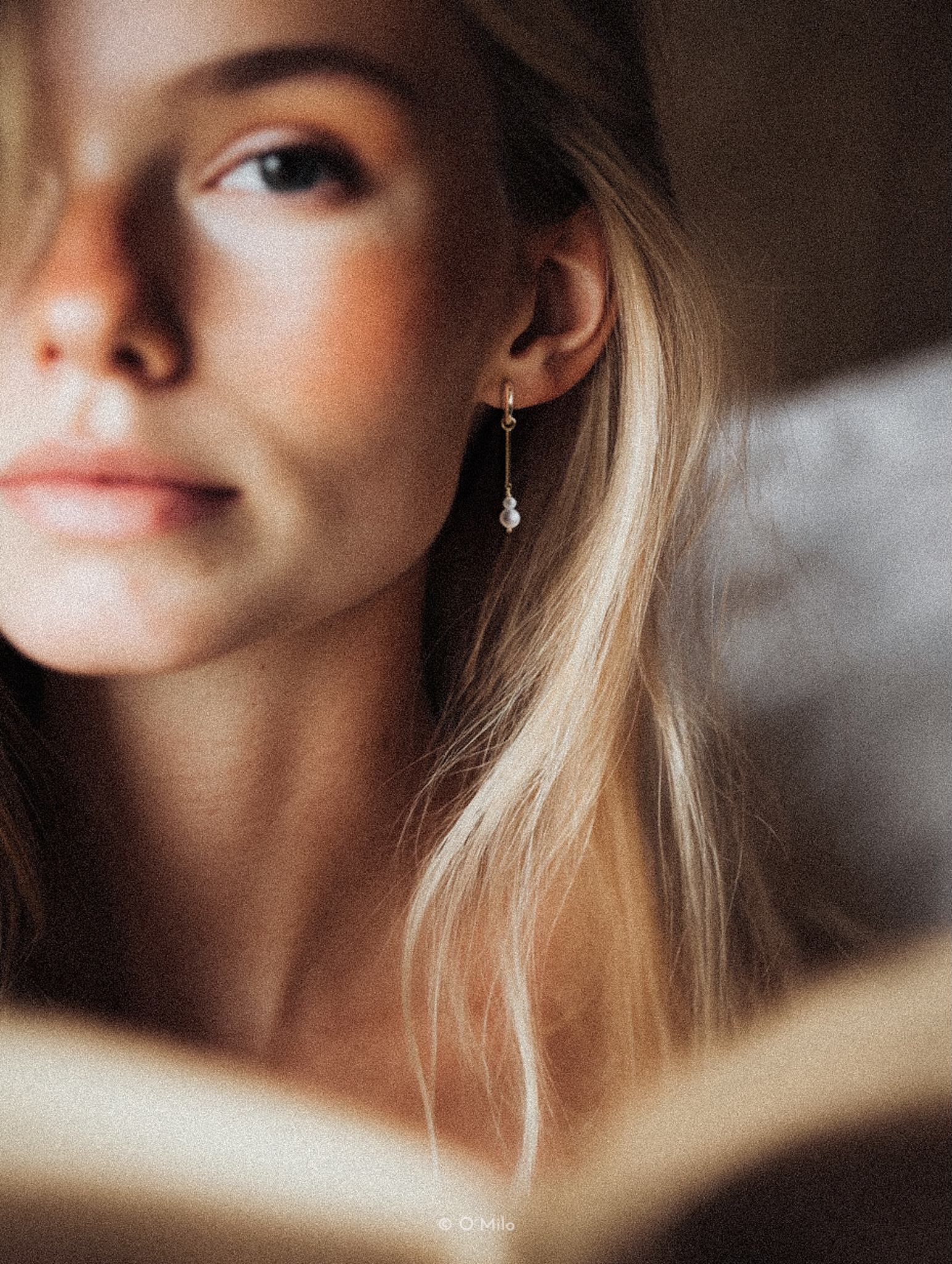 Pearl Drop Hoops. Elise